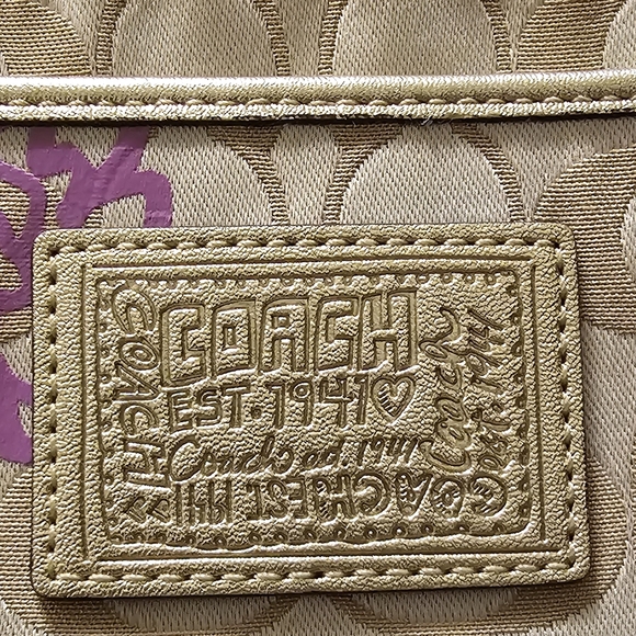 Coach Daisy Floral print Y2K Cream canvas Signature Swing Poppy Crossbody EUC - Picture 10 of 16